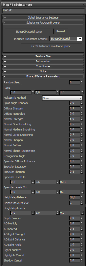 Bitmap2Material Interface Screenshot (3D Studio Max)