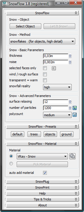 SnowFlow Interface Screenshot